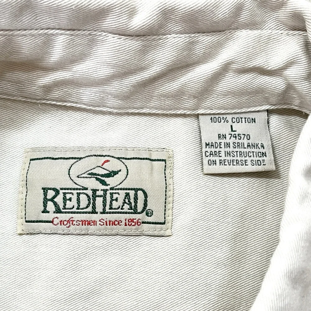 Vintage Red Head Canvas Work Shirt Mens L 100% Cotton Long Sleeve Button Down